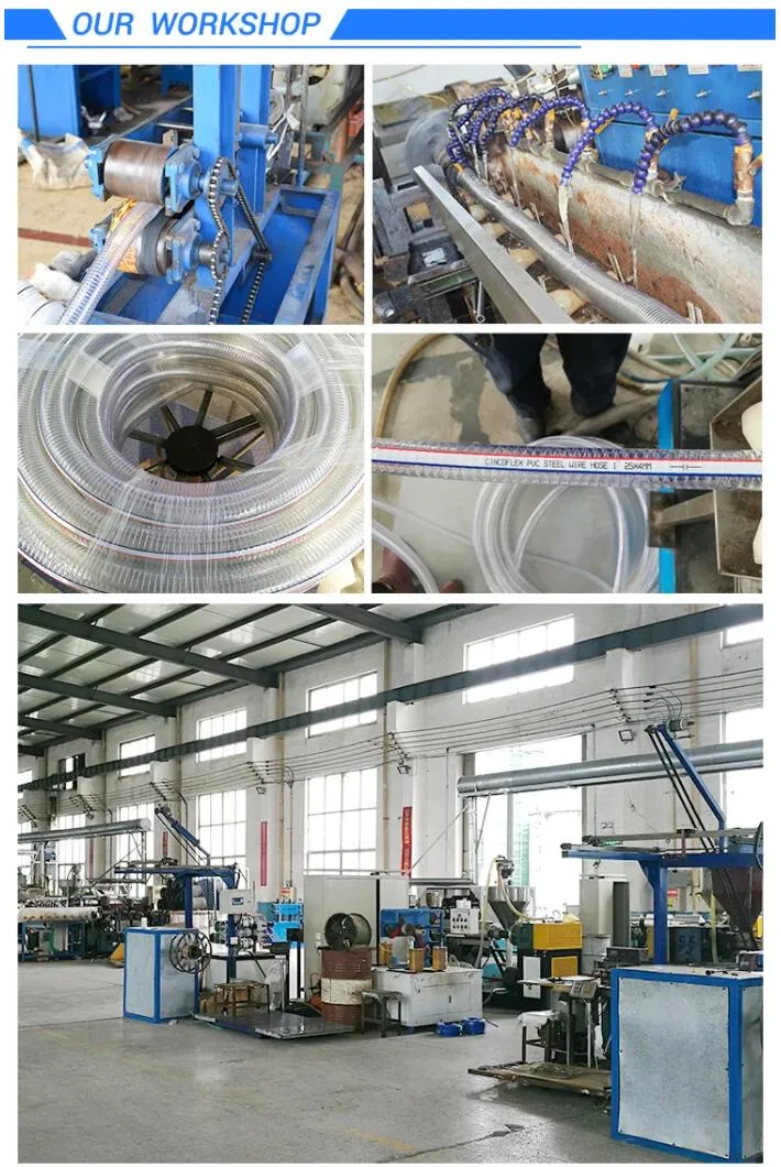 Industrial Flexible PVC Spring Spiral Steel Wire Reinforced Water Fuel Pipe Hose for Water Oil Powder Suction Discharge Conveying